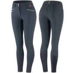 B Vertigo Women's Patricia High Waist Breeches Silicone Knee Patch - Dark Navy/White