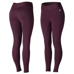 Horze Women's Active Winter Full Seat Tights - Eggplant Dark Purple