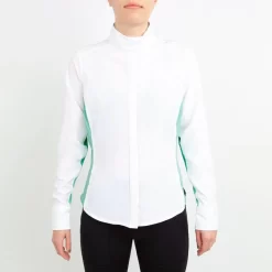 Irideon Women's Athena Long Sleeve Show Shirt - Bright White/Island Green