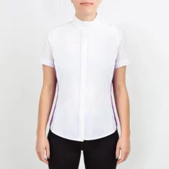 Irideon Women's Athena Short Sleeve Show Shirt - Bright White/Purple Hibiscus