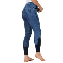 Horze Women's Delia Full Seat Denim Breeches - Lead Blue -Equestrian Clothing Store 530650 800 800