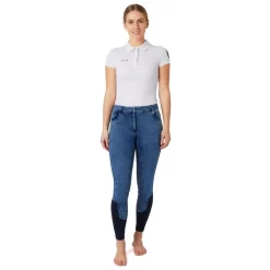 Horze Women's Delia Full Seat Denim Breeches - Lead Blue -Equestrian Clothing Store 530651 800 800