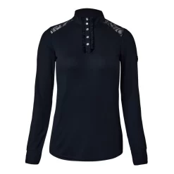 Horze Women's Sianna Long Sleeved Show Shirt W/ Lace Shoulders - Dark Navy