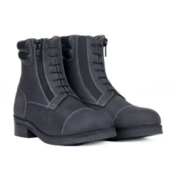 Horze Kids' Blake Front Zip Paddock Boots - Black