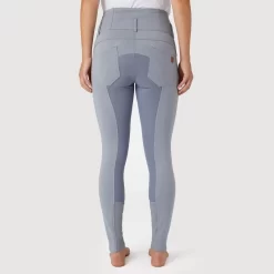 Horze Women's Tara High Waist Breeches Leather Full Seat - Tradewinds Grey -Equestrian Clothing Store 601863 800 800