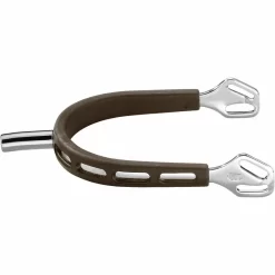 Herm Sprenger 35mm Flat Neck Ultra Fit Extra Grip Spurs - Stainless Steel/Brown Grip