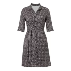 EQL Women's Belted Knit Dress - Black Bit Geo -Equestrian Clothing Store 644679 800 800