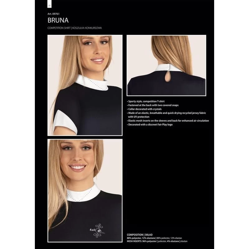 Fair Play Women's Bruna Short Sleeve Competition Shirt - Black 3 Fair Play Women's Bruna Short Sleeve Competition Shirt - Black - Image 3