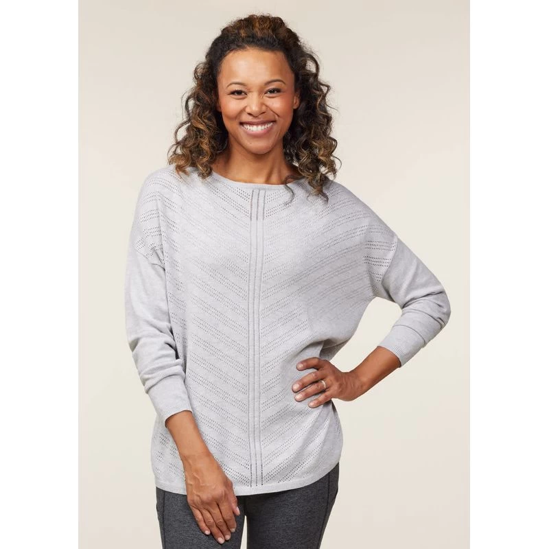EQL Women's Chevron Pointelle Sweater - Heather Grey 1 EQL Women's Chevron Pointelle Sweater - Heather Grey