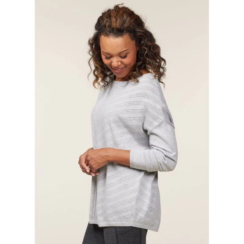 EQL Women's Chevron Pointelle Sweater - Heather Grey 2 EQL Women's Chevron Pointelle Sweater - Heather Grey - Image 2