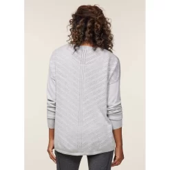 EQL Women's Chevron Pointelle Sweater - Heather Grey 7 EQL Women's Chevron Pointelle Sweater - Heather Grey -Equestrian Clothing Store 669732 800 800