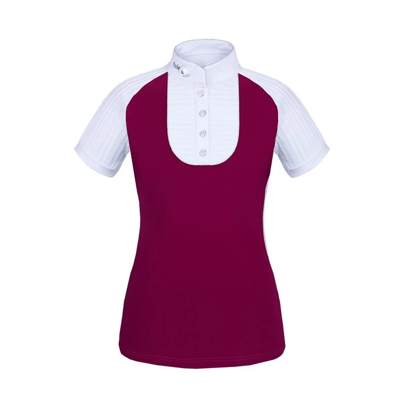 Fair Play Women's Justine Short Sleeve Compeition Shirt - Burgundy/White 1 Fair Play Women's Justine Short Sleeve Compeition Shirt - Burgundy/White