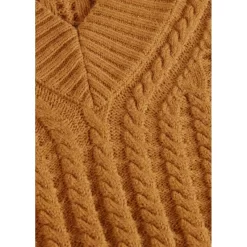 EQL Women's Brittany Cable Knit V-Neck Sweater - Spice -Equestrian Clothing Store 694399 800 800