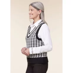 EQL Women's Houndstooth Sweater Vest - Black/Soft White -Equestrian Clothing Store 694433 800 800