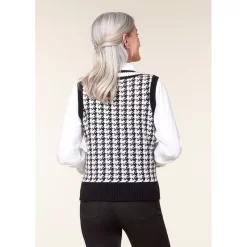 EQL Women's Houndstooth Sweater Vest - Black/Soft White -Equestrian Clothing Store 694434 800 800