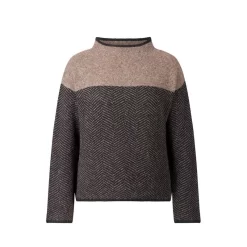 EQL Women's Funnel Neck Herringbone Sweater - Truffle