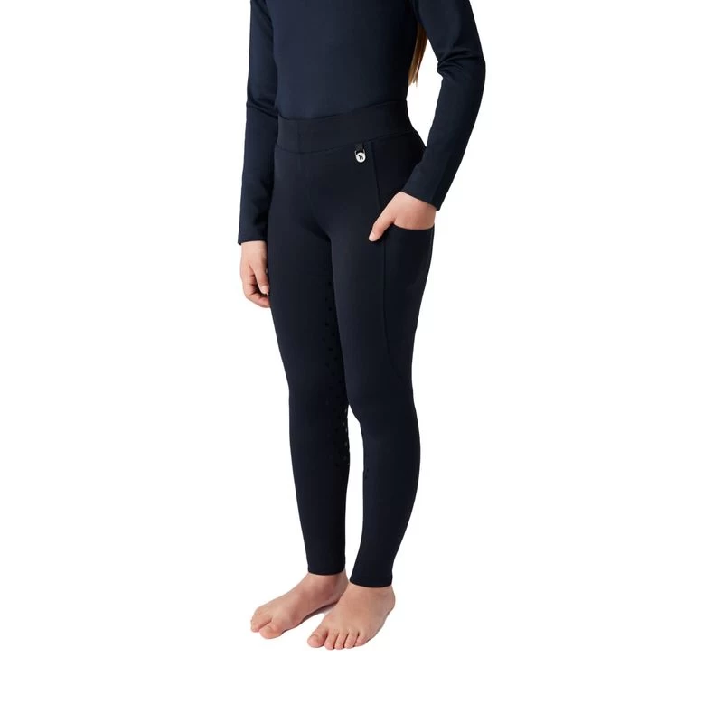 Horze Kids' Kaylee Full Seat Tights - Dark Navy 2 Horze Kids' Kaylee Full Seat Tights - Dark Navy - Image 2