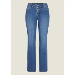 EQL Women's In Motion Button Fly Straight Leg Jeans - Light Wash